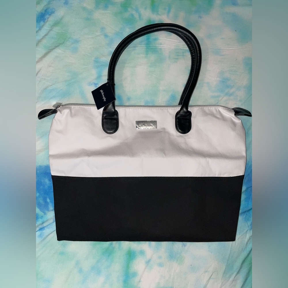 NWT• Philosophy White & Black Tote Bag